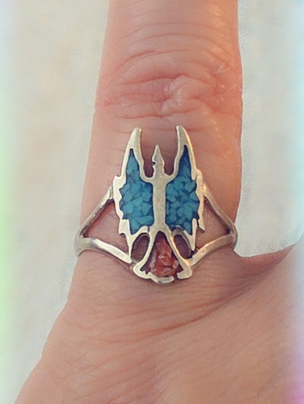 Native American Vintage Sterling Silver Gemstone Ring SZ 5¾